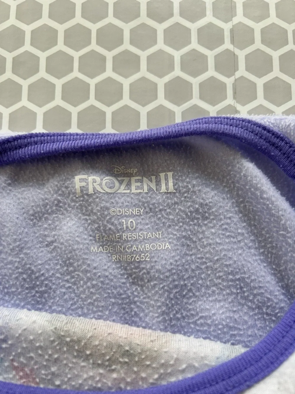 Disney Purple and Lavender Frozen Fleece Pajama Set. Size 10